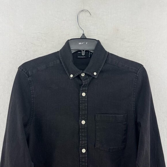 Asos Design Button Down Shirt Mens XS Black Denim Long Sleeve Classic Fit Casual - Picture 6 of 12